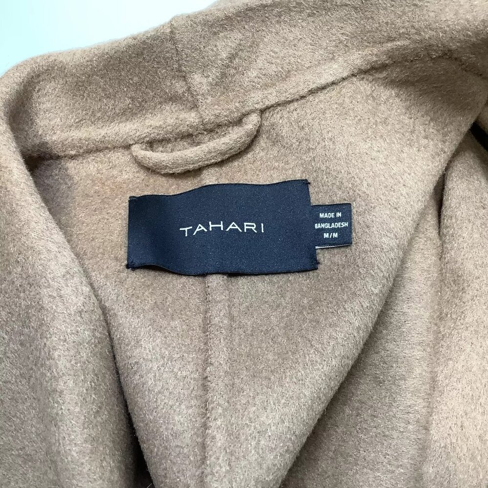 NEW TAHARI Women's Coat Ella Belted Wool Blend Size M Camel - Picture 5 of 7